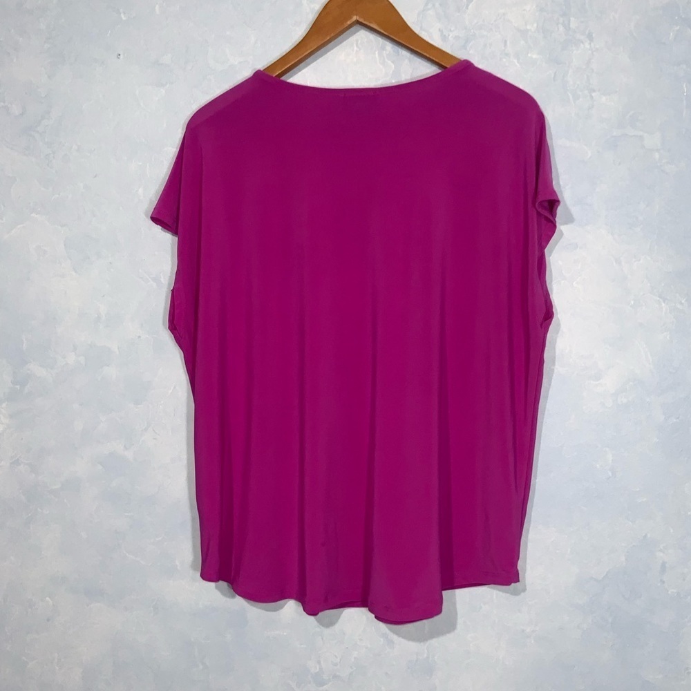 Jones New York Fuchsia Cap Sleeve Silver Studs Round Neck Business Casual Top XL - Picture 8 of 9